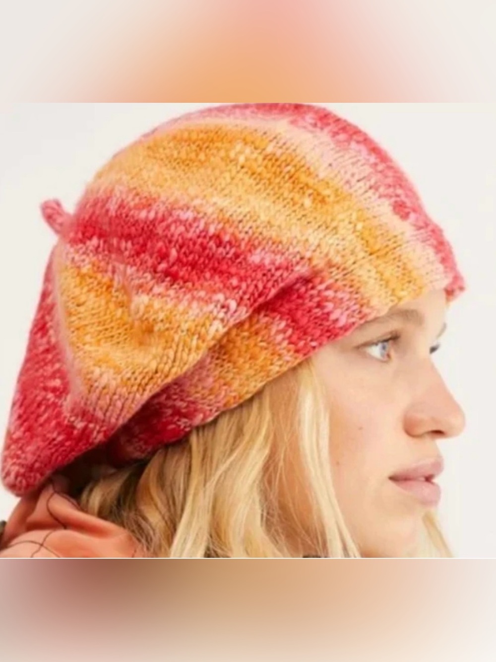 FREE PEOPLE KNIT SPACE DYED BERET SLOUCHY HAT